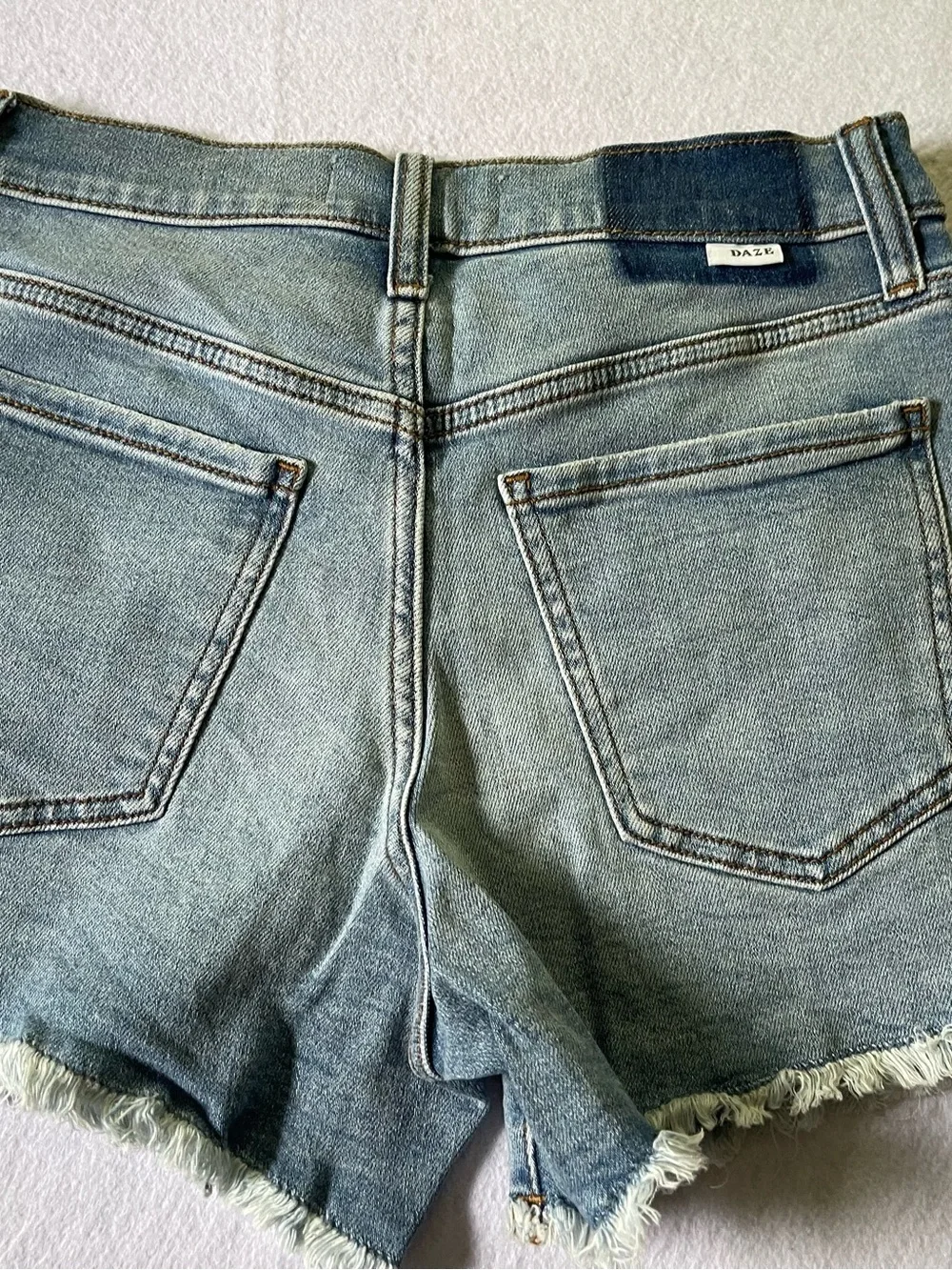 Women’s Light Blue Distressed Denim Jean Shorts - Casual Frayed Hem